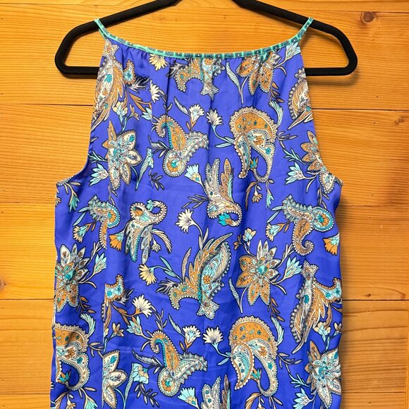 LOFT Bright Blue Paisley Sleeveless Top - L - Picture 4 of 6